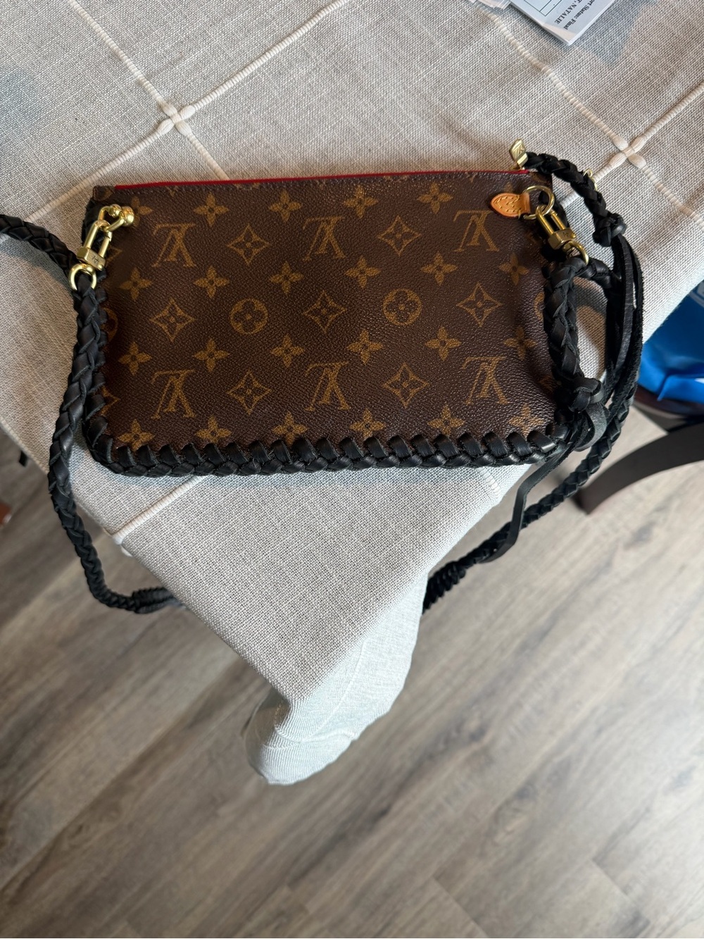 Louis Vuitton Monogram Crossbody with Black Braided Trim and Red Trim - Picture 2 of 9